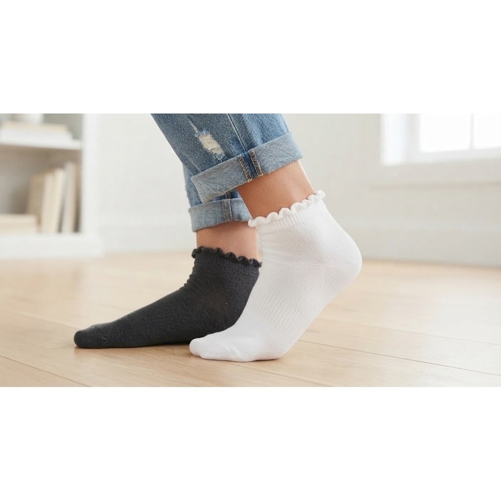 All in Motion Ankle Socks Womens 4-10 Multi Ruffle Lettuce Edge 3 Pack New